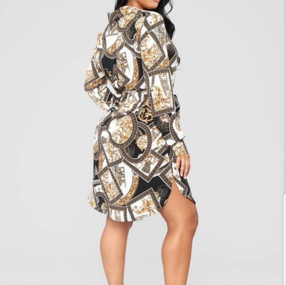 Beautiful Botton Down Shirt Belted Dress Small